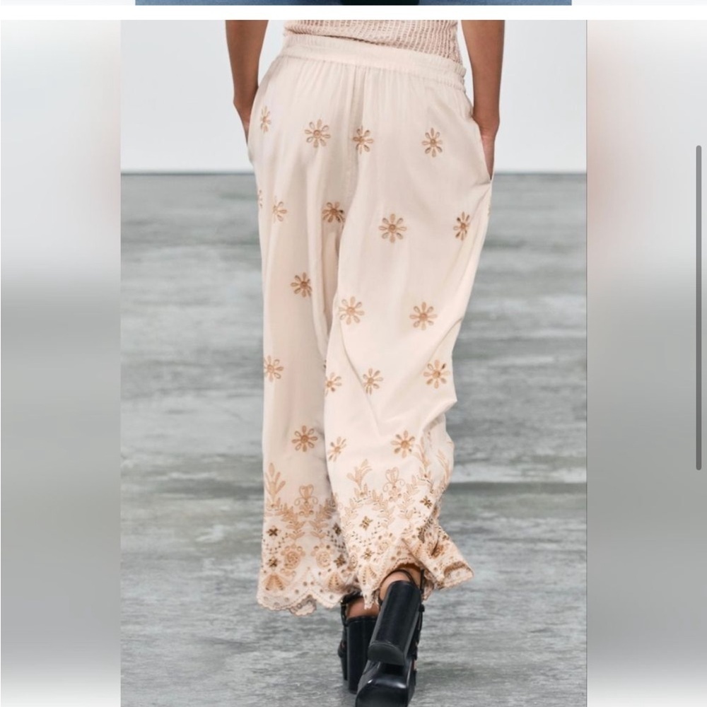 ZARA VACATION EMBROIDERED PANTS  SIZE M 
🚨FIRM PRICE NO DISCOUNT - Picture 9 of 10